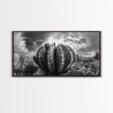 Desert Cactus, southwest wall art, Joshua tree art, rustic art, landscape painting, desert decor, panoramic art, Canvas Print