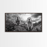 Prairie dogs, whimsical art, rustic wall art, farmhouse art, nature painting, extra wide art, above couch art, framed canvas print