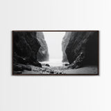 Canyon, moody art, dramatic landscape, rustic decor, wabi sabi art, minimalist art, vertical wall art, farmhouse art, framed canvas print