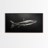 Trout, fish painting, fly fishing art, rustic decor, cabin wall art, nature painting, extra wide art, panoramic art, framed canvas print