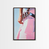 Pink cowgirl, western belt, black cowgirl painting, light pink wall art, southwestern art, cowboy aesthetic, framed canvas print, rustic art