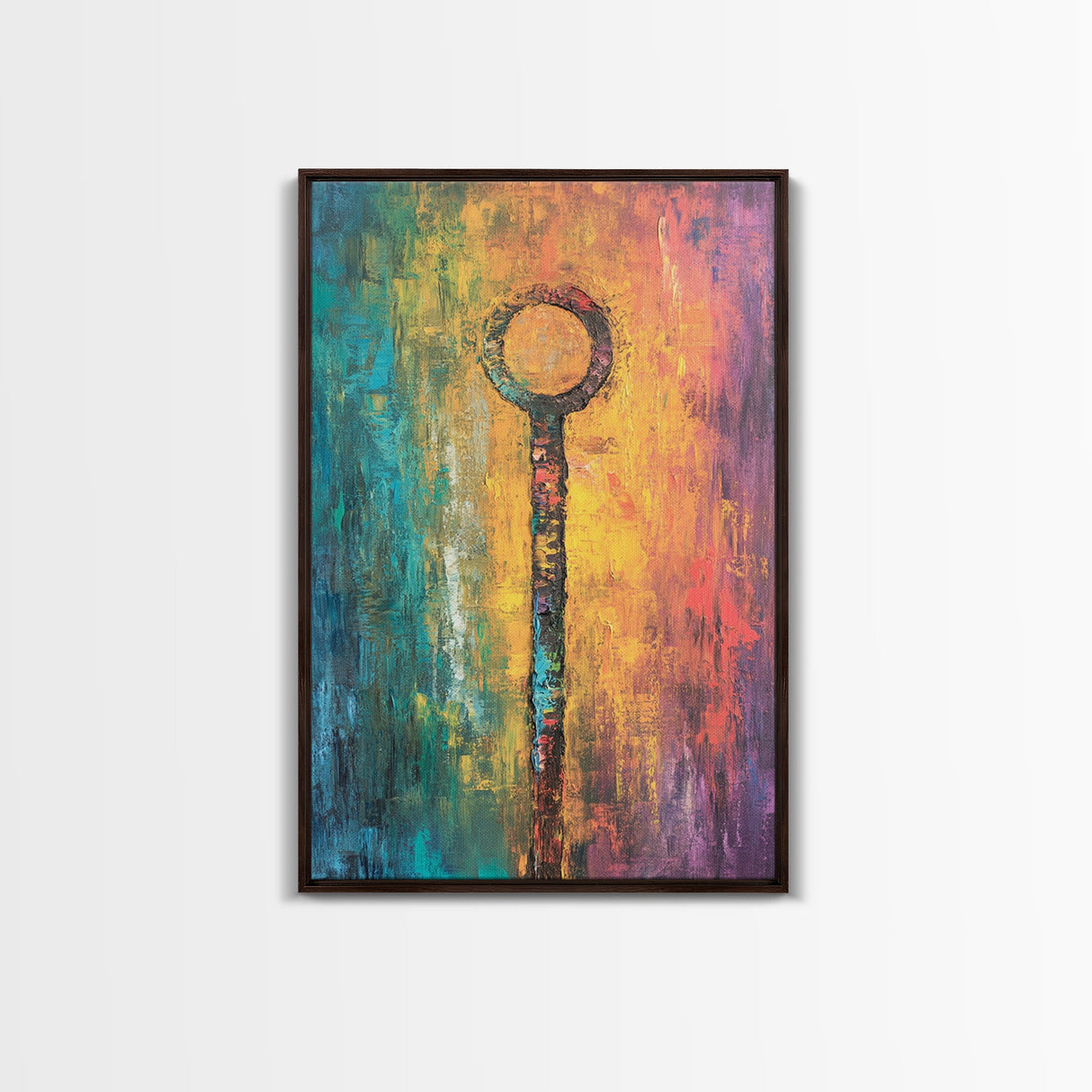 Abstract Key Painting, Bold Colorful Art, Wabi Sabi Wall Art, Southwest Wall Decor, Framed Canvas Print, Gift Idea, Modern Art