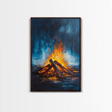 Bonfire Night, Moody Art, Rustic Decor, Canvas Print, Fire Art, Dark Romance Painting, Fall Wall Art, Cozy Living Room Art, Gift Idea