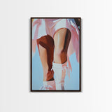 Cowgirl Boots, black cowgirl painting, coastal cowgirl wall art, rustic decor, light pink wall art, western aesthetic, Framed Canvas Print