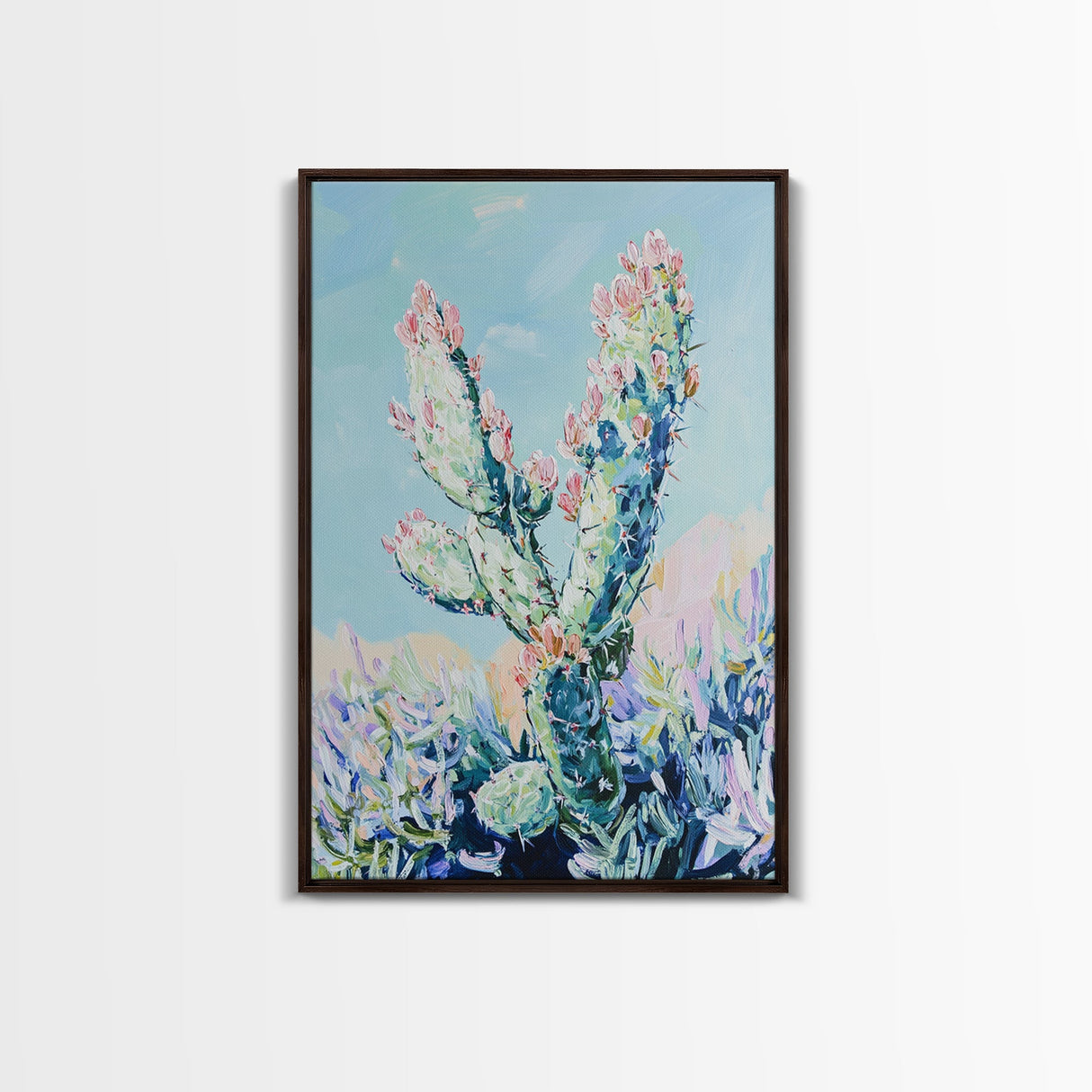 Prickly Pear Cactus, agave painting, southwest wall art, botanical prints, gift idea for her, boho art, desert decor, Canvas Print