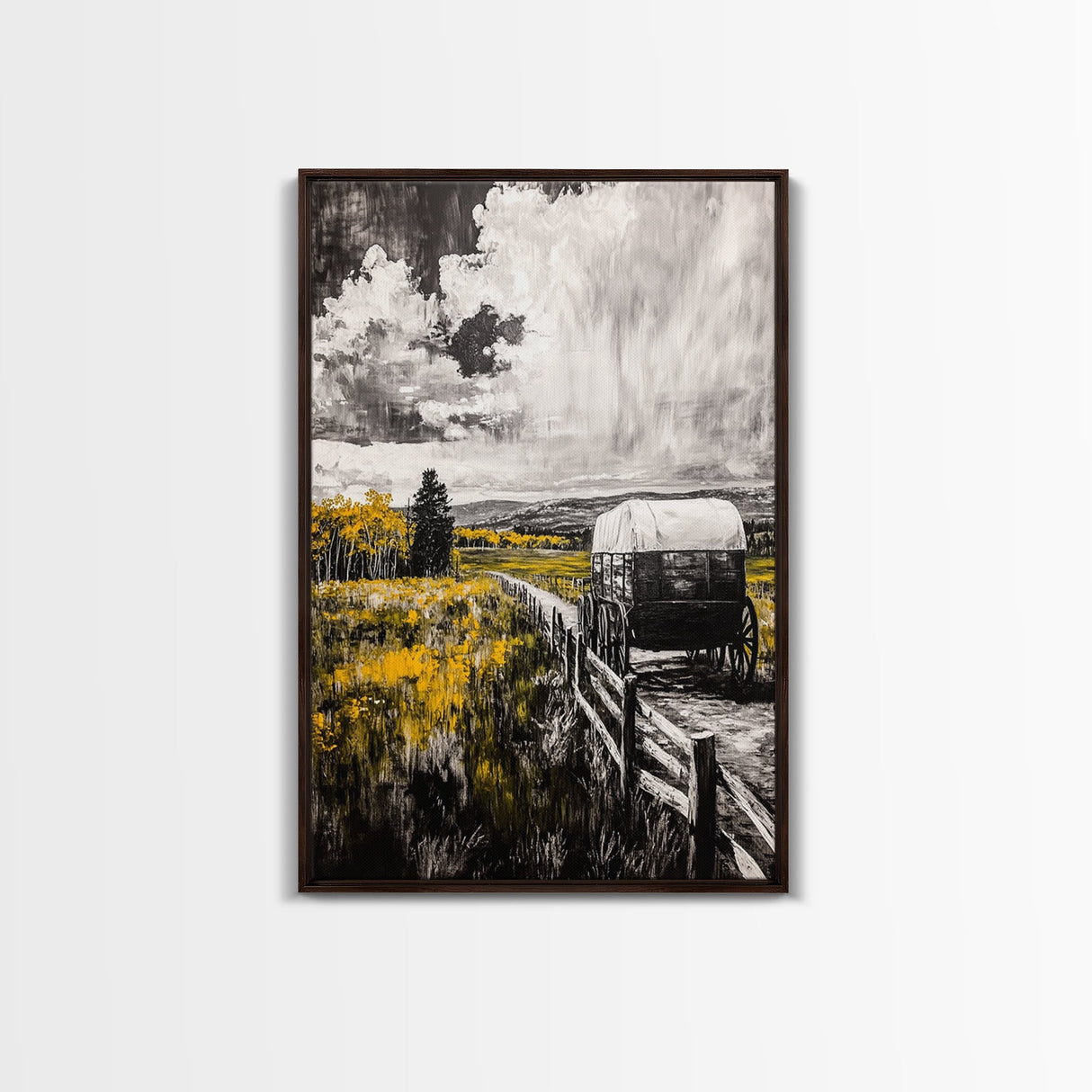 Old Wagon, Prairie Road, Country Landscape, Canvas Print, Farmhouse Art, Rustic Wall Art, Black and White Art, Barn Landscape