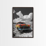 Vintage Car, Custom Car Painting, Graffiti Wall Art, Rustic Art, Old Car Scene, Moody Art, Framed Canvas Print, Landscape Art