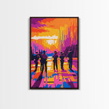 Cowboy Western Art, Chicano Art, Bold Color Painting, Framed Canvas Print, Southwest Aesthetic, Boho Decor, Extra Wide Art, Gift Idea