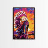 Native American Art, Bold Color Painting, Southwest Wall Art, Framed Canvas Print, Rustic Decor, Moody Art, Extra Wide Art, Gift Idea