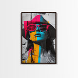 Urban Pop Art, Woman Portrait, Graffiti Wall Art, Chicano Art, Contemporary Art, Gift Idea, Framed Canvas Print, Whimsical Art