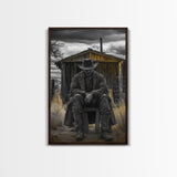 Cowboy, Rustic Barn, Moody Art, Southwest Wall Art, Farmhouse Art, Vintage Horse Art, Dark Romance Painting, Canvas Print, Gift Idea