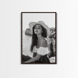 Coastal cowgirl wall art, boho art, framed canvas print, ocean photography, rustic decor, beach aesthetic, seascape painting, black and white art