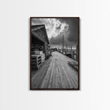 Fishing Dock, coastal decor, nautical wall art, seascape painting, rustic wall art, Nantucket painting, framed canvas print, horizontal art
