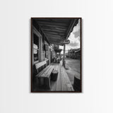 Western town, rustic wall art, farmhouse art, extra wide art, above couch art, cowboy decor, horizontal wall art, framed canvas print