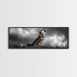 Howling Coyote, Wildlife Art, Nature Wall Art, Rustic Decor, Moody Art, Above Sofa Art, Horizontal Wall Art, Canvas Print