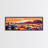 Pink Orange Wall Art, Framed Canvas Print, Extra Wide Art, Southwest Wall Art, Rustic Art, Desert Landscape Painting, Moody Art, Above Bed Art