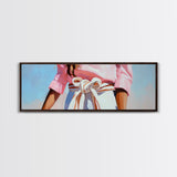 Minimalist Art, Framed Canvas Print, Fashion Illustration, Pink Wall Art, Modern Decor, Extra Wide Art, Light Pink Wall Art, Bedroom Art
