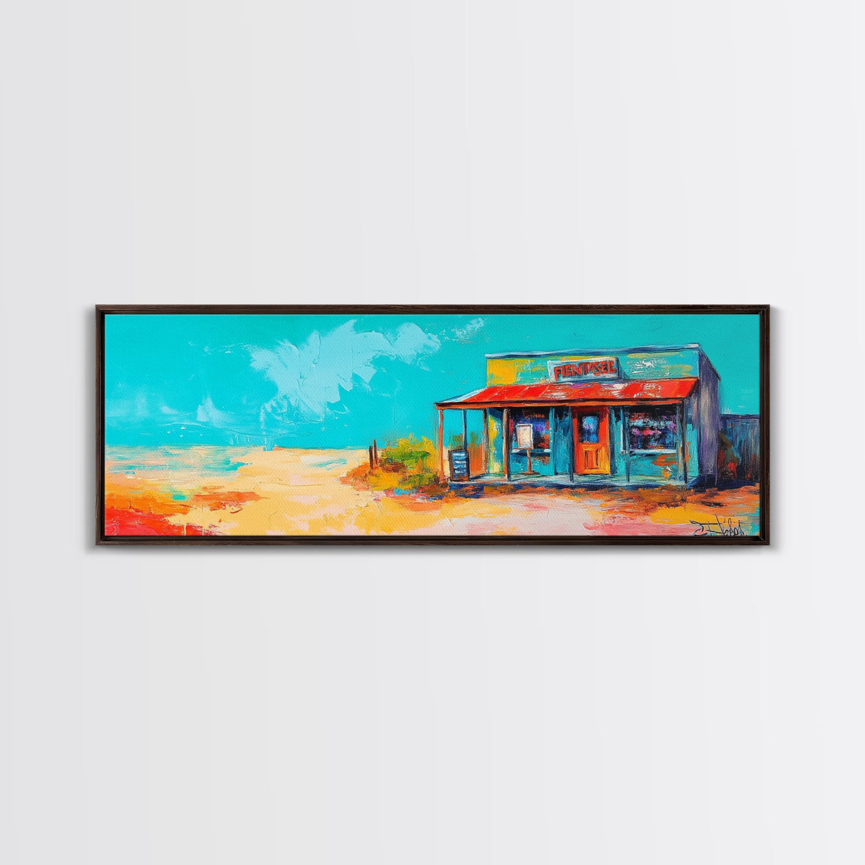 Southwest Wall Art, Framed Canvas Print, Chicano Art, Rustic Decor, Extra Wide Art, Joshua Tree Art, Moody Art, Above Sofa Art, Gift Idea