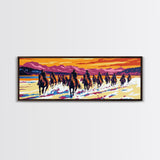 Cowboy Art, Framed Canvas Print, Southwest Wall Art, Vintage Horse Art, Rustic Wall Art, Extra Wide Art, Above Sofa Art, Gift Idea