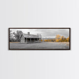 Log Cabin, Fall Art, Rustic Wall Art, Farmhouse Art, Cozy Cabin Art, Landscape Painting, Wabi Sabi Art, Above Couch Art, Framed Canvas Print