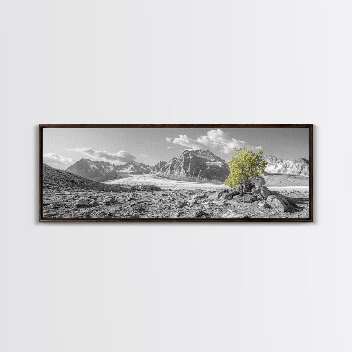 Mountain scene, mountain painting, landscape painting, wabi sabi art, nature art, minimalist art, framed canvas print, extra wide art