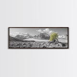 Mountain scene, mountain painting, landscape painting, wabi sabi art, nature art, minimalist art, framed canvas print, extra wide art