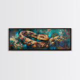 Coiled Serpent, moody art, snake painting, dark romance art, gothic decor, rustic wall art, panoramic wall art, framed canvas print