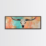 Rustic Skull, vintage horse art, southwest wall art, skull art, panoramic painting, rustic wall art, boho art, Canvas Print, farmhouse art