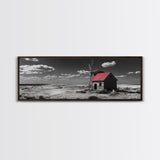 Windmill, Rustic Art, Southwest Wall Art, Farmhouse Art, Extra Wide Art, Wabi Sabi Art, Framed Canvas Print, Minimalist Art