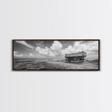 Rustic Wagon, coastal landscape art, extra wide art, panoramic painting, farmhouse art, framed canvas print, nautical wall art