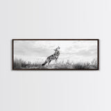 Lone Coyote, southwest wall art, wabi sabi art, extra wide art, moody art, landscape painting, framed canvas print, panoramic art