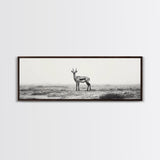 Lone Gazelle, moody art, southwest wall art, extra wide art, wabi sabi art, minimalist art, framed canvas print, panoramic painting