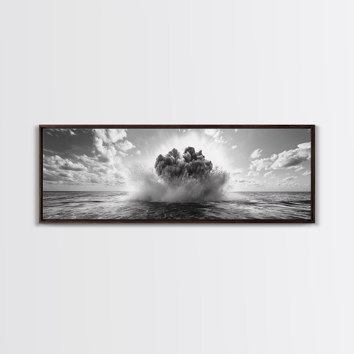 Explosion, dramatic seascape, moody art, panoramic art, extra wide art, coastal wall art, framed canvas print, ocean painting, nautical decor