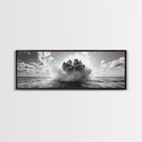 Explosion, dramatic seascape, moody art, panoramic art, extra wide art, coastal wall art, framed canvas print, ocean painting, nautical decor