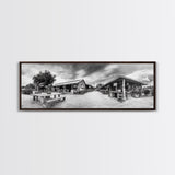 Rustic market, farmhouse art, country decor, panoramic art, extra wide art, rustic wall art, framed canvas print, landscape painting, wabi sabi art