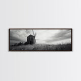 Rustic Windmill, panoramic art, farmhouse art, extra wide wall art, windmill wall art, landscape painting, framed canvas print