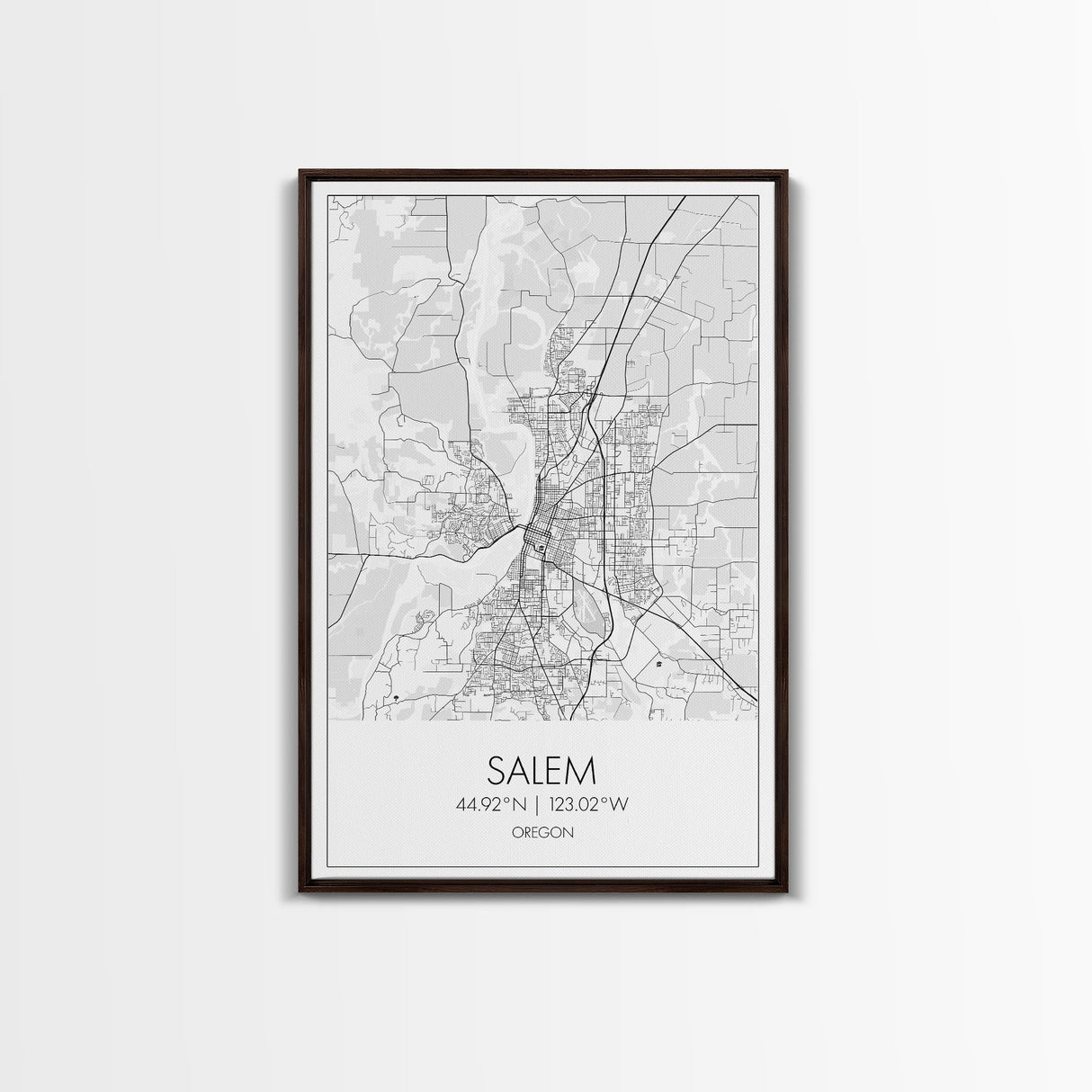 Salem Street Map, Oregon Map, City Map Art, Minimalist Art, Wall Art, Canvas Print, Dorm Room Décor, Graduation Gift, Travel Wall Print