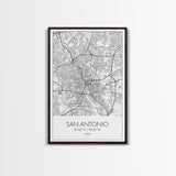 San Antonio Street Map, Texas Map, City Map Art, Minimalist Art, Wall Art, Canvas Print, Black And White Art, Travel Print, Family Gift