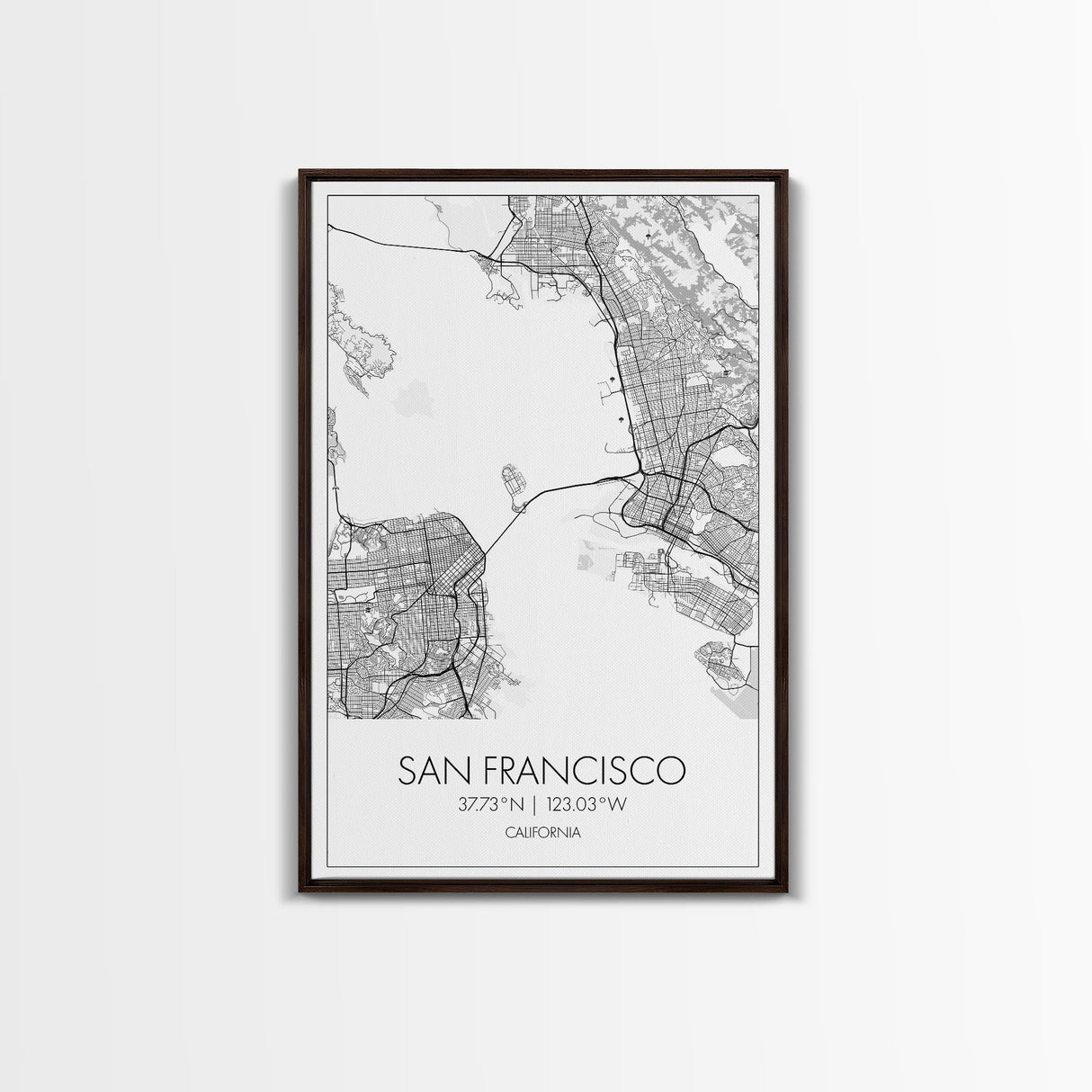 San Francisco Street Map, California Map, City Map Print, Minimalist Art, Wall Art, Canvas Print, Family Room Décor, Gift For Travelers