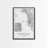 San Francisco Street Map, California Map, City Map Print, Minimalist Art, Wall Art, Canvas Print, Family Room Décor, Gift For Travelers
