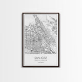 San Jose Street Map, California Map, City Map Print, Minimalist Art, Wall Art, Canvas Print, Girl Graduation Gift, Game Room Wall Art