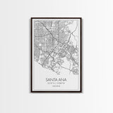 Santa Ana Street Map, California Map, City Map Print, Minimalist Art, Wall Art, Canvas Print, Living Room Décor, Adventure Gifts, Travel Art