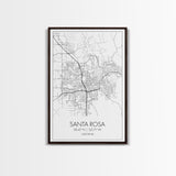 Santa Rosa Street Map, California Map, City Map Print, Minimalist Art, Wall Art, Canvas Print, Bedroom Wall Art, Travel Gift, Travel Art