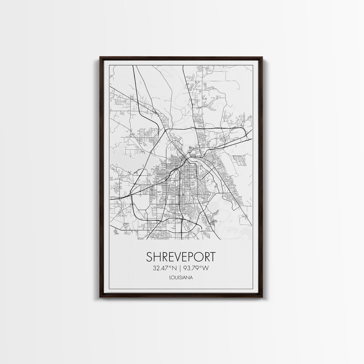 Shreveport Street Map, Louisiana Map, City Map Print, Minimalist Art, Wall Art, Canvas Print, Wall Decoration, Aviation Gift, Travel Décor