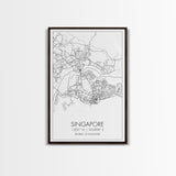 Singapore Street Map, Singapore Map, Asia City Map Print, Minimalist Art, Wall Art, Canvas Print, Room Decor, Travel Wall Art, Gift For Him