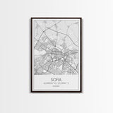 Sofia Street Map, Bulgaria Map, City Map Print, Minimalist Art, Wall Art, Canvas Print, Home Office Wall Art, Friend Gift, Travel Print