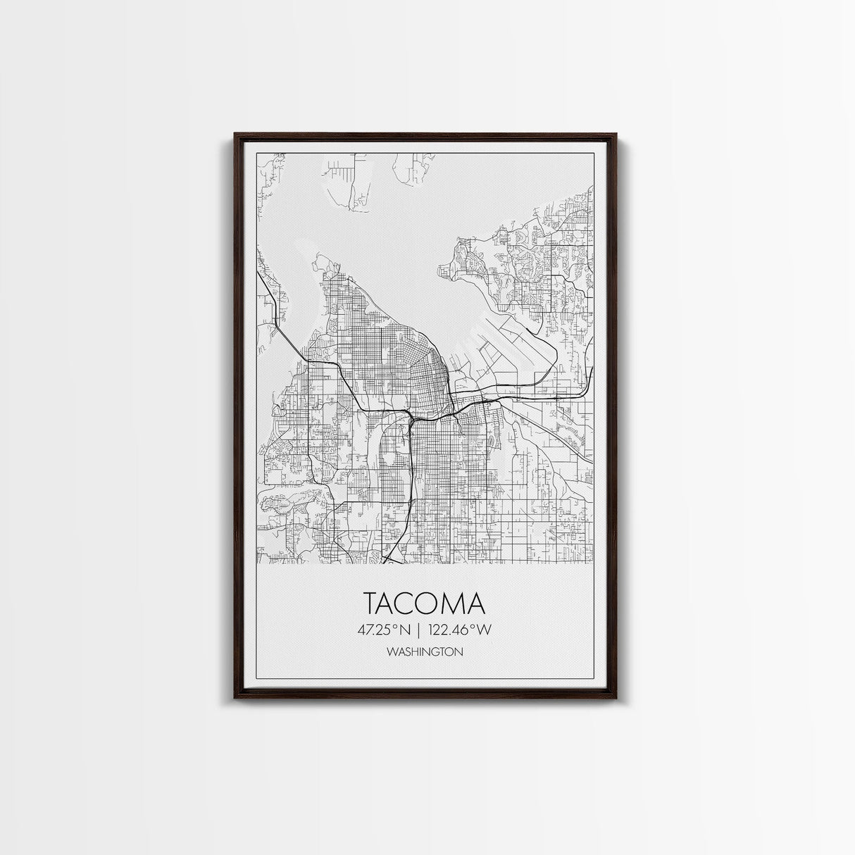 Tacoma Street Map, Washington Map, City Map Print, Modern Wall Art, Wall Art, Canvas Print, Wall Hanging, Housewarming Gift, Travel Art