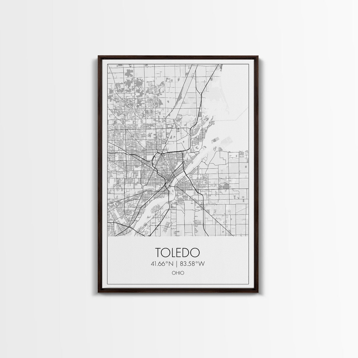 Toledo Street Map, Ohio Map, City Map Print, Modern Wall Art, Wall Art, Canvas Print, Unique Wall Décor, Graduation Gift, Travel Wall Art