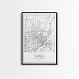 Toledo Street Map, Ohio Map, City Map Print, Modern Wall Art, Wall Art, Canvas Print, Friendship Gift, Wall Decoration, Travel Wall Art