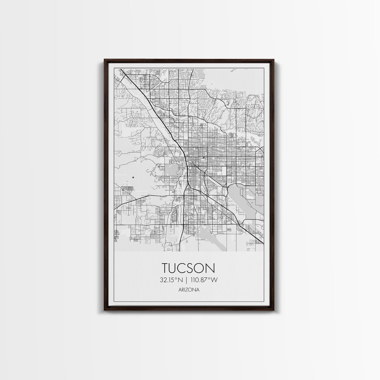 Tucson Street Map, Arizona Map, City Map Print, Modern Wall Art, Wall Art, Canvas Print, Minimal Wall Art, Family Gift, Travel Wall Décor